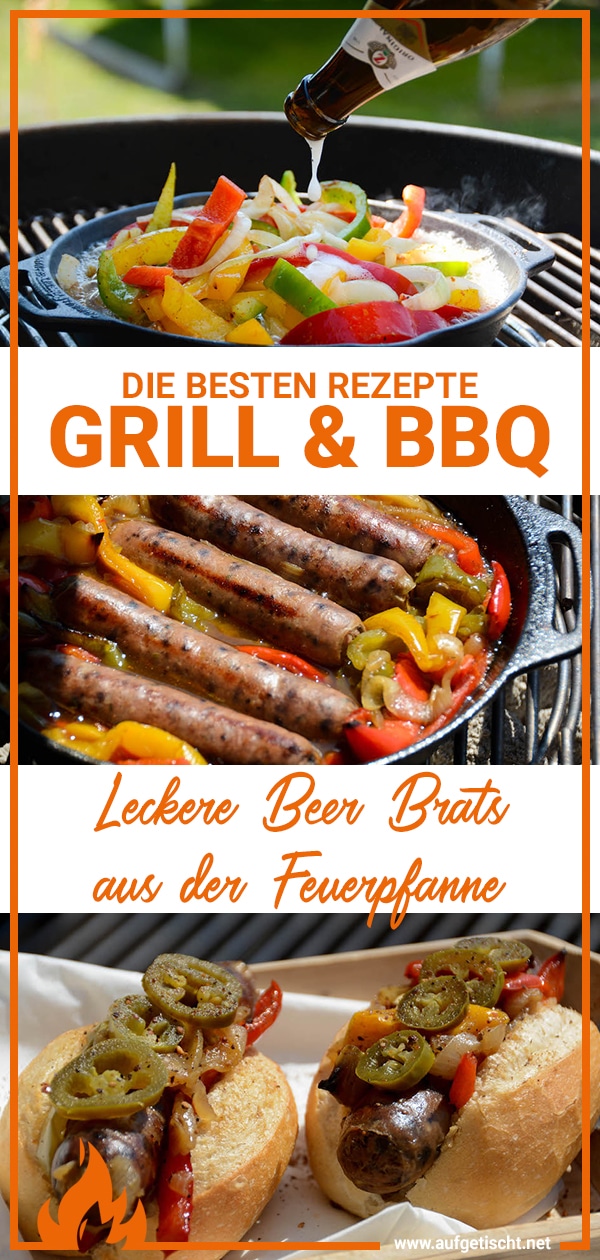 Beer Brats mit selbstgemachten Bratwürsten - beer brats 1 - 15 Beer Brats aus der Feuerpfanne vom Grill