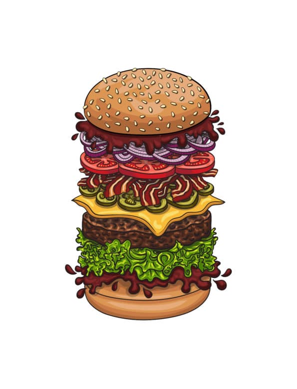 Die besten Tipps für den perfekten Burger - Burger Illustration Aufgetischt - 4 Der Aufbau für den perfekten Burger ist durchaus wichtig!
